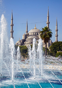 蓝清真寺SultanahmetCamii在土耳其伊斯坦布尔阳图片