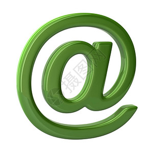 白色背景上的3D显示绿色电子邮件符号通信符号图片