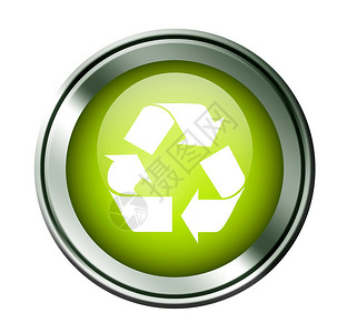 铬框架上的绿色回收按钮图片