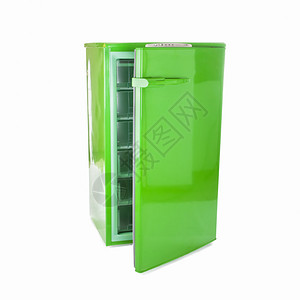 绿色复式冰箱开门图片