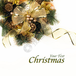 金色和绿色的圣诞装饰品图片