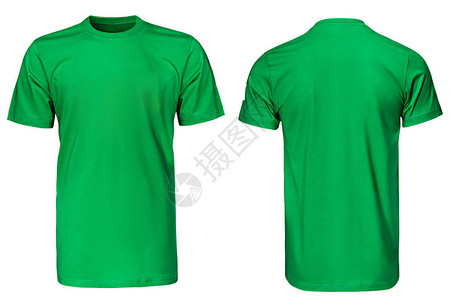 绿色T恤衫孤立白色背景图片