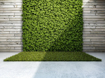 带垂直花园的内部庭院3D插图图片