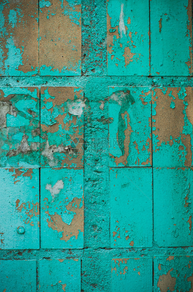 彩绘绿色瓷砖墙体纹理抽象背景图片