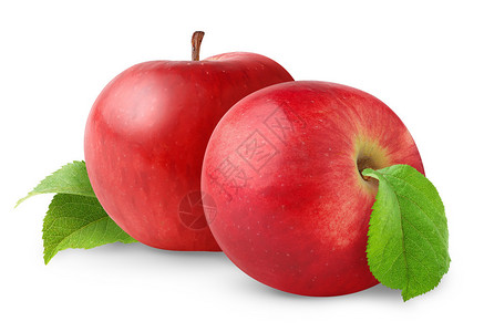 两个红苹果白图片