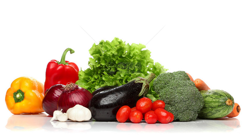 健康蔬菜与白色相比图片