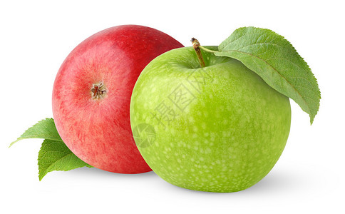 绿苹果和红苹果白图片
