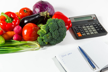 有机饮食计划和新鲜蔬菜成分营养师医生工作场所特写素食营养图片
