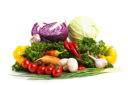 白色背景上新鲜蔬菜的装饰图案图片