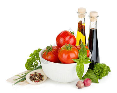 蔬菜草药橄榄油和醋图片