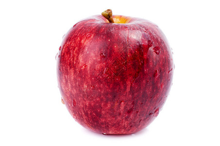 红苹果与水滴上白色孤立图片