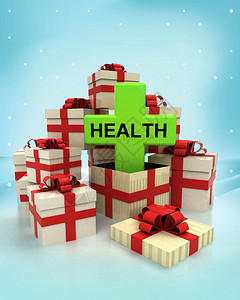 圣诞节降雪时带保健惊喜的圣诞礼物盒插图片