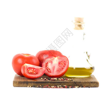 美丽的红西番茄橄榄油和图片
