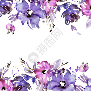 水彩花框手绘花卉背景背景图片