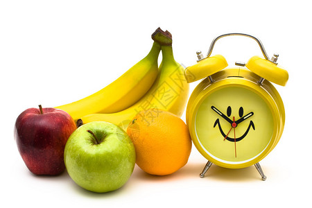 香蕉和香蕉在白色背景上长着快乐的脸钟的香图片