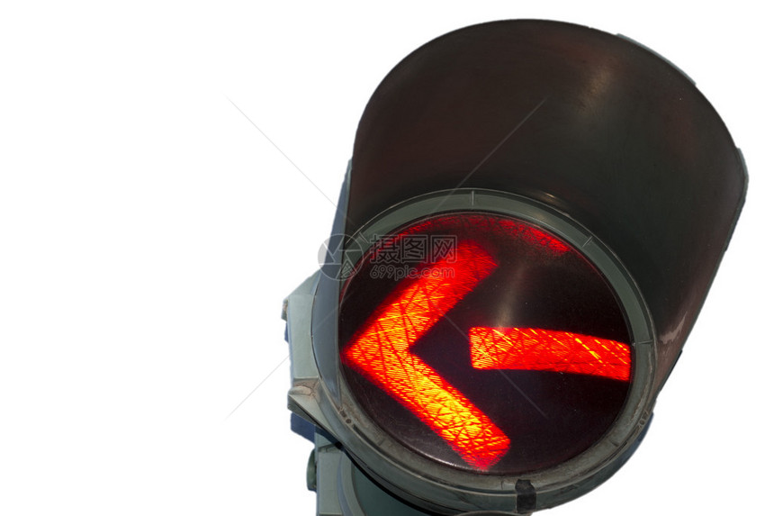 白底红绿灯强制禁止左转图片