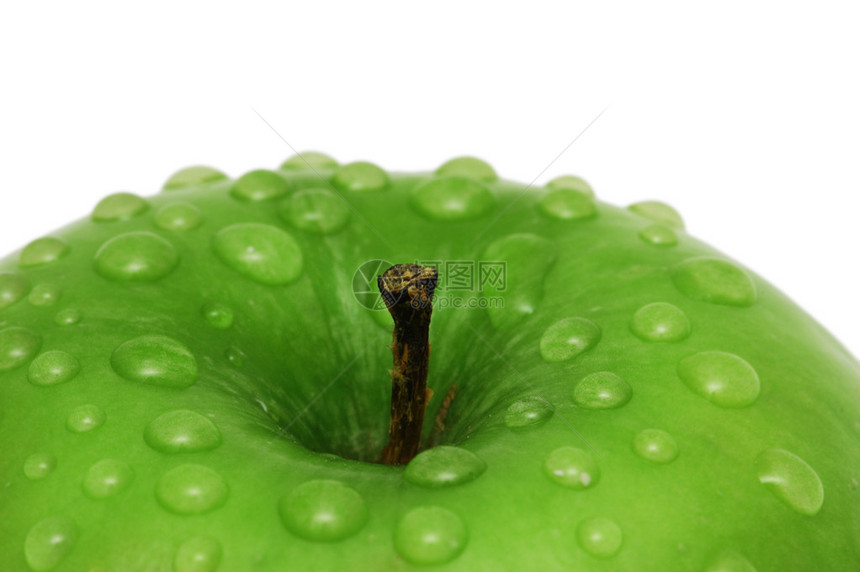 苹果与水滴的特写图片