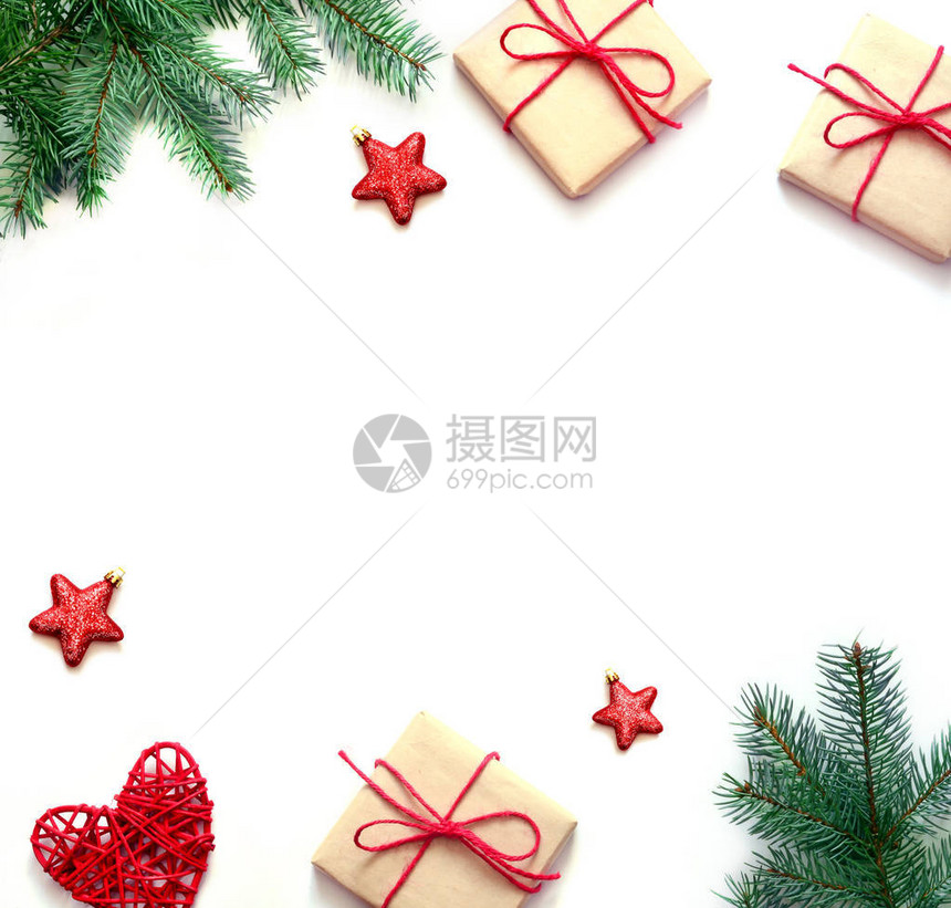 圣诞礼物星和树枝图片