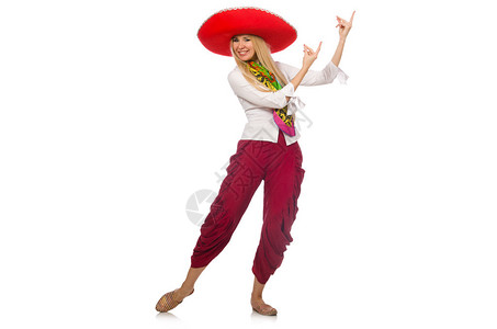 墨西哥女孩带黄帽舞的墨西哥女孩图片