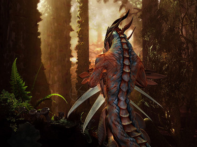 魔法森林中的龙背景图片