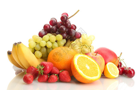 异国情调的水果和浆果在白色上分离图片
