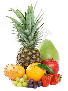 健康饮食季节有机生水果白图片