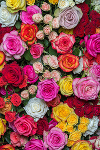 一大束明亮的多彩姿的玫瑰图片