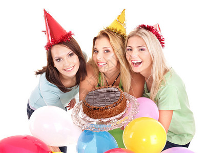 一群在派对帽蛋糕里的图片