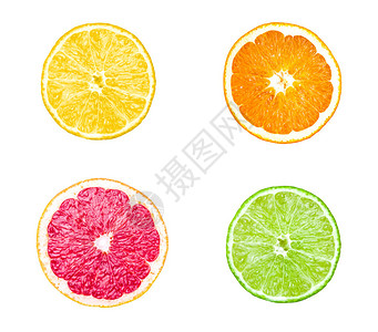 白底分离的柑橘柠檬石灰和葡图片