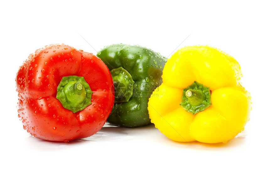 红色绿色黄色甜椒的特写镜头图片