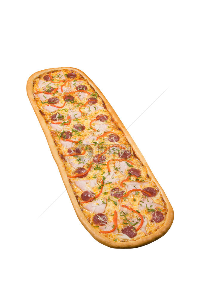 长的大披萨加沙拉米图片