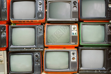 堆叠多彩的复古电视TV老式过滤效果图片