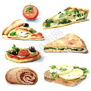 手绘水彩食物插画图片
