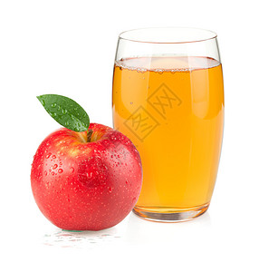 苹果汁在玻璃和红苹果中孤图片