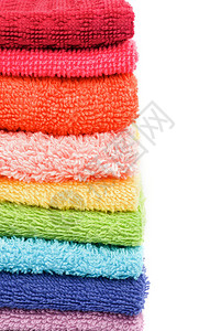 堆叠的彩虹色毛巾框架以图片