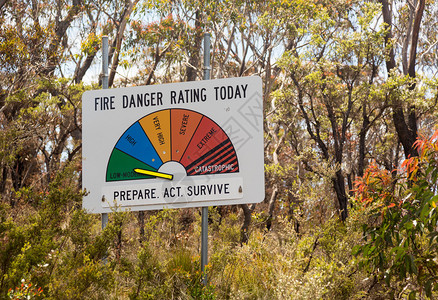 澳大利亚蓝山的灾危险警告信号设定在警戒等级为低度或中度图片