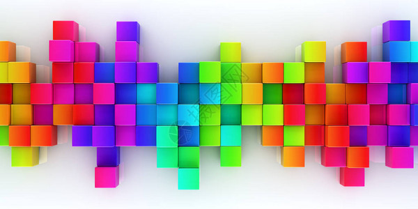 彩虹色块抽象背景3d渲染图片