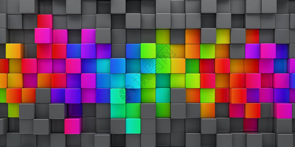 彩虹色块抽象背景3d渲染背景图片