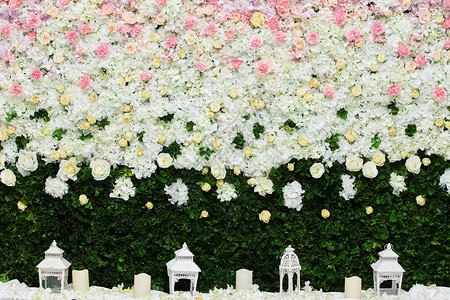 婚礼现场的美丽花朵背景图片