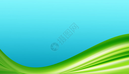 蓝色背景上的绿色波浪抽象插图图片