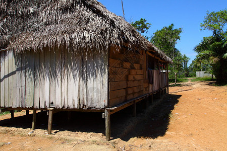 秘鲁亚马逊一个印第安人社区的高清图片