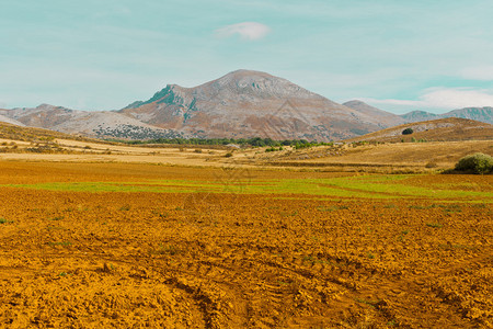 西班牙坎塔布连山的耕地图片