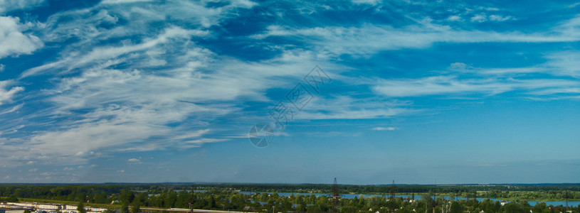 多云的夏天空全景图片