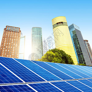 城市背景太阳能电池图片