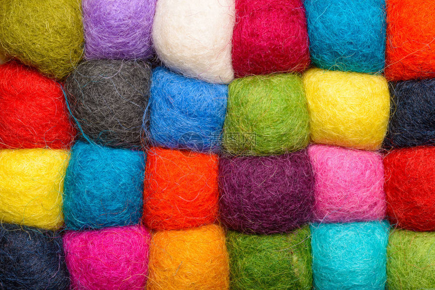 彩色羊毛背景合成羊毛纱球图片