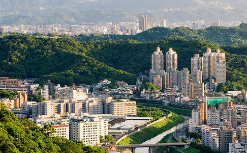 它是亚洲城市中美丽的城市景观背景图片