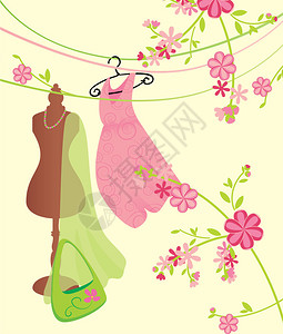 粉色和绿色的时尚形象图片