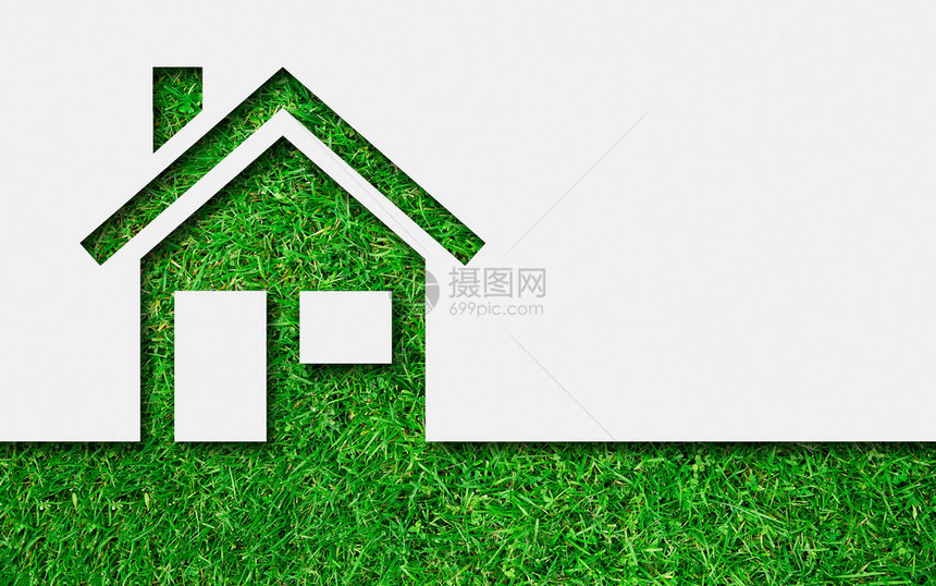 简单的绿色生态房子图标图片