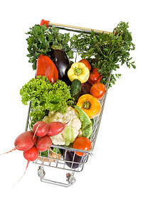 装满蔬菜的购物车图片