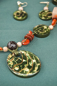 Tagua珠宝蔬菜象牙首饰绿色坚果项链带耳环动物友好配件有机配件图片